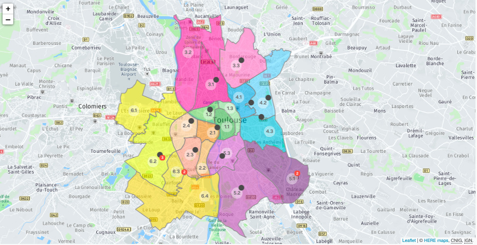 Vue interactive de la plateforme de participation citoyenne de Toulouse