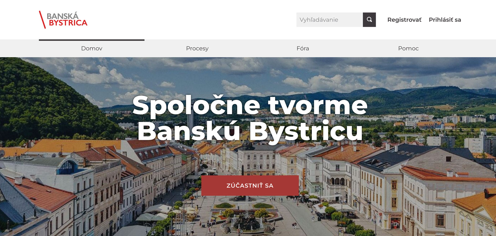 Capture écran de la plateforme Decidim du budget participatif de Banská Bystrica en Slovaquie