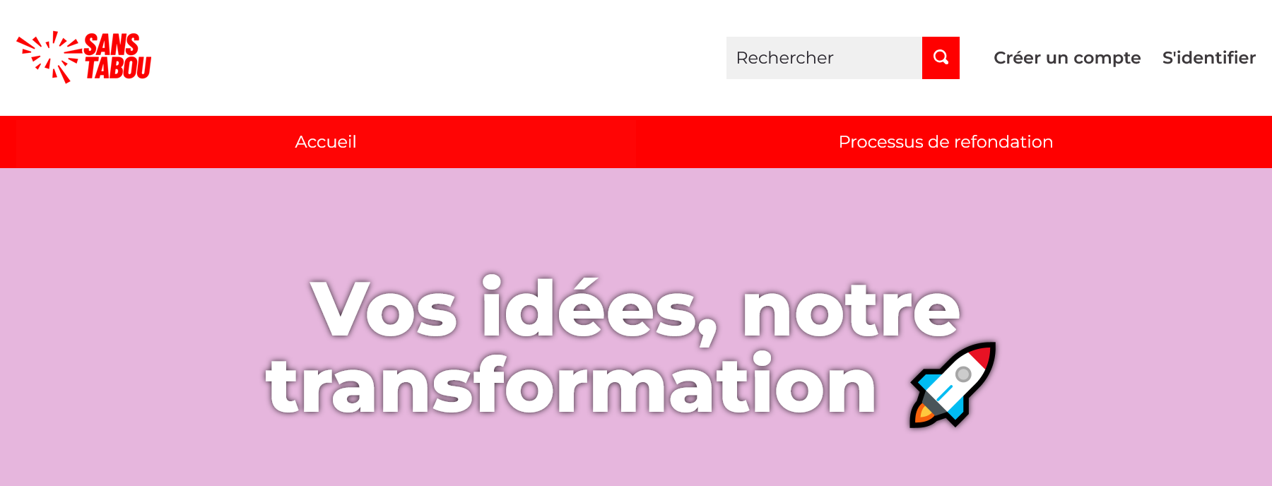 Screenshot de la plateforme Sans Tabou du Parti Socialiste belge