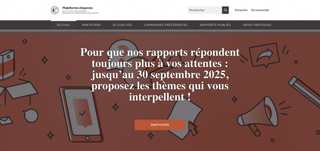 Capture écran de la plateforme de participation citoyenne de la Cour des comptes