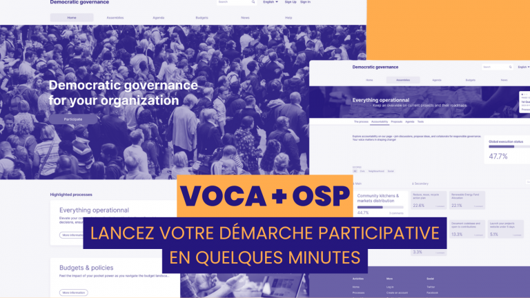 Open Source Politics et Voca s'associent pour démocratiser Decidim : votre plateforme participative en quelques minutes pour 800€ HT.